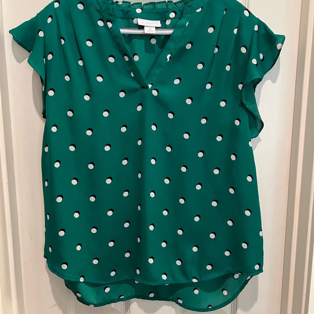 Liz Claiborne Green Polka Dot Blouse